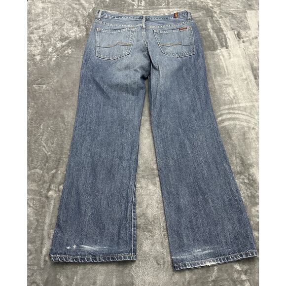 7 For All Mankind Jeans Men’s 33 Blue Button Fly Relaxed Fit Straight Pants - Picture 6 of 13
